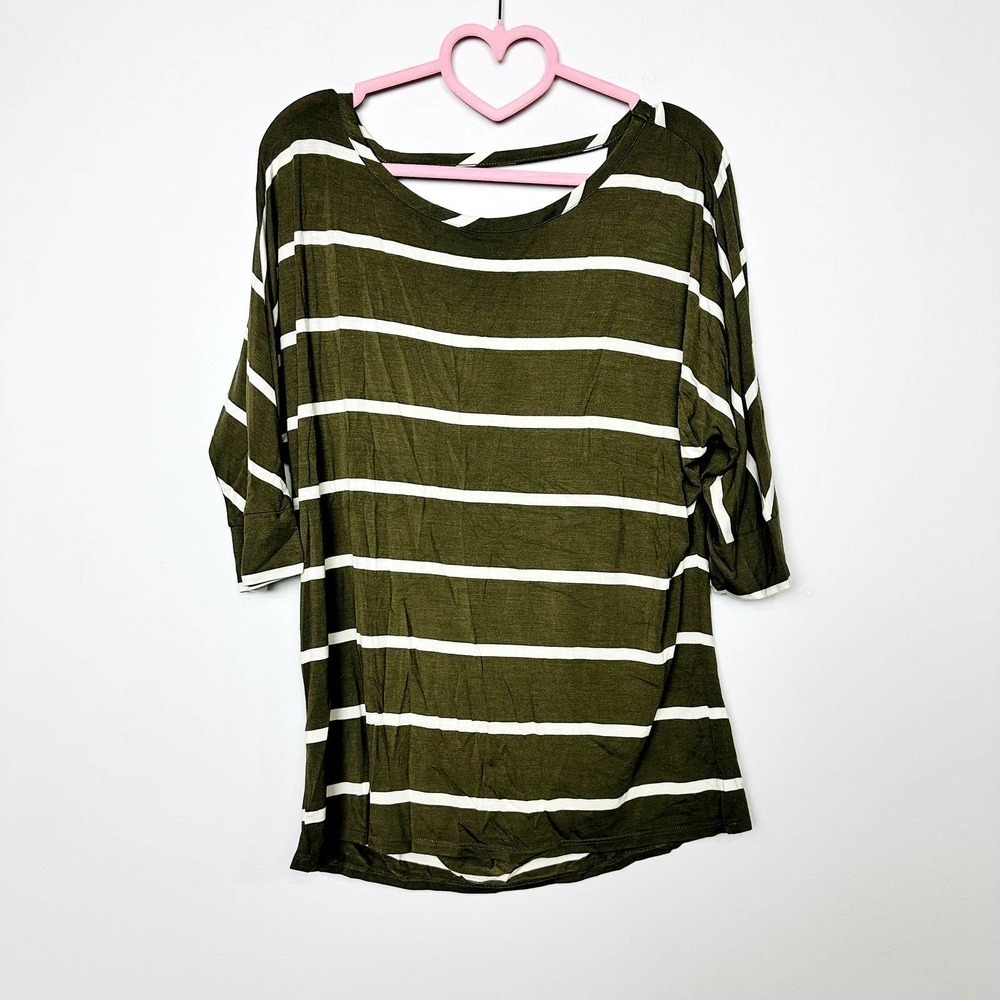 Chaser NWT Venice Striped Cutout Draped Back Cutout Dolman Oversized Top Medium